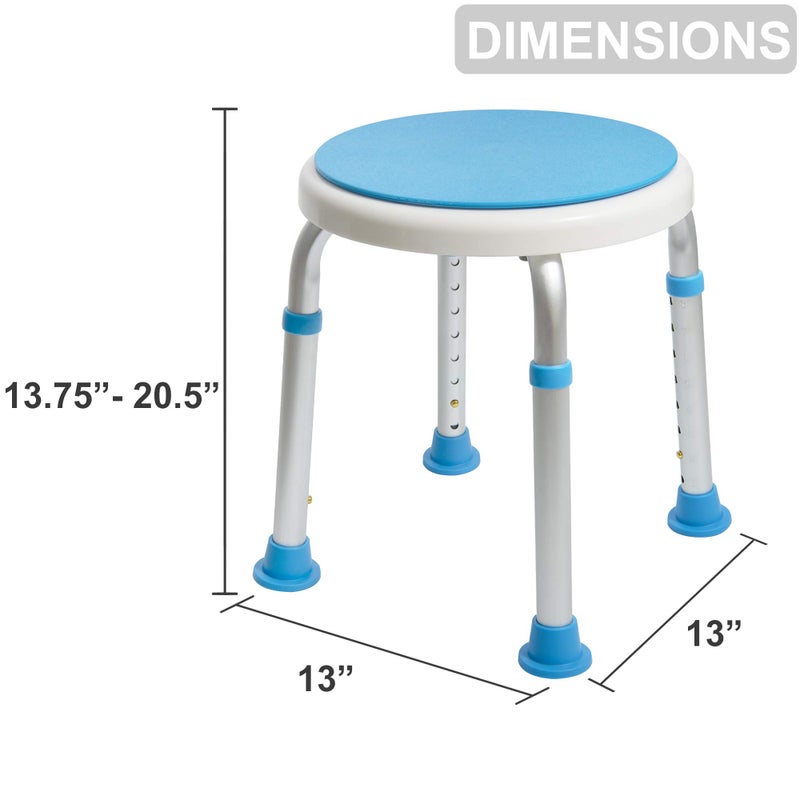 Vaunn Medical Tool-Free Assembly Adjustable Swivel Shower Stool Seat Bench with Anti-Slip Rubber Tips for Safety and Stability - Image 4
